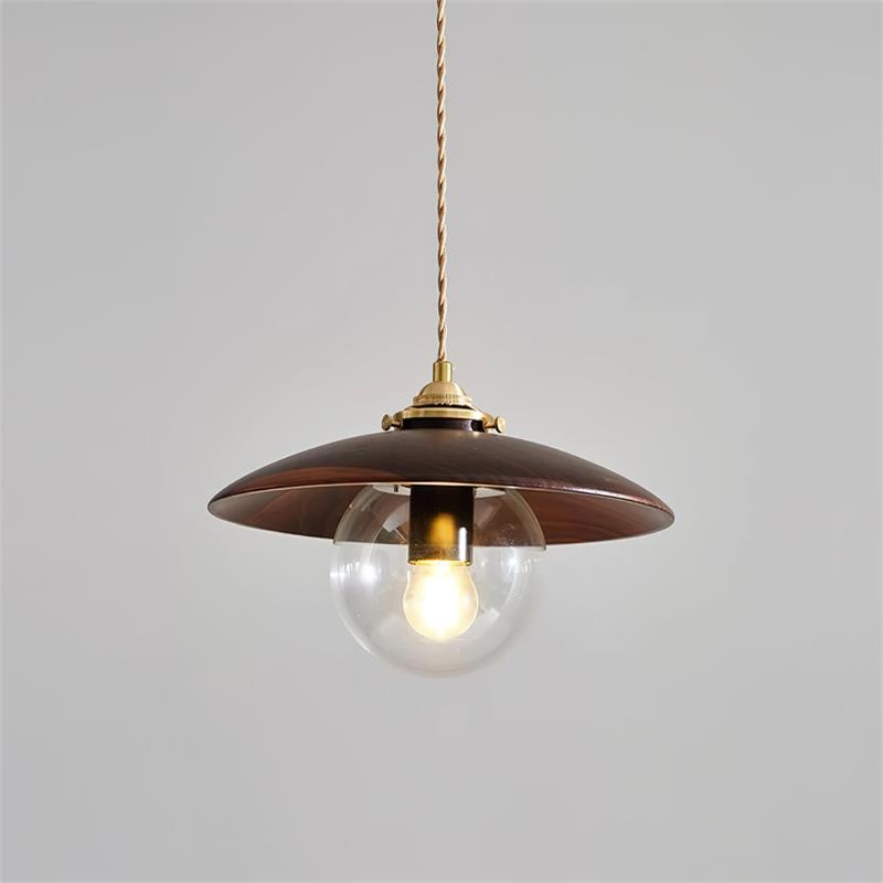 Glass Globe And Metal Disc Shade Industrial Pendant Light